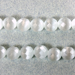 Fiber Optic Synthetic Cat's Eye Bead - Round Faceted 08MM CAT'S EYE WHITE