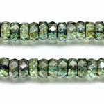 Czech Glass Fire Polished Bead - Rondelle 08x4MM LUMI COAT GREEN