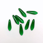 Czech Pressed Glass Pendant - Spear 16x5MM DARK EMERALD