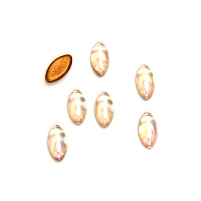 Glass Medium Dome Foiled Cabochon - Navette 08x4MM ROSALINE AB