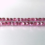 Czech Glass Fire Polish Bead - Round 04MM 1/2 Coated CRYSTAL/HOT PINK