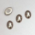 Glass Medium Dome Pearl Dipped Cabochon - Oval 14x10MM LIGHT BROWN