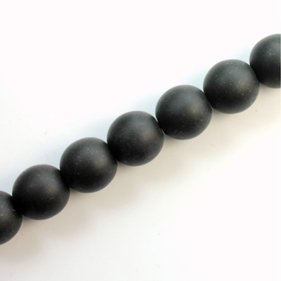 Czech Pressed Glass Bead - Smooth Round 10MM MATTE JET