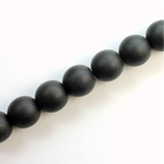 Czech Pressed Glass Bead - Smooth Round 10MM MATTE JET