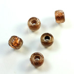 Plastic Bead - Color Lined Smooth Pony 06x9MM SMOKE TOPAZ GOLD LINE