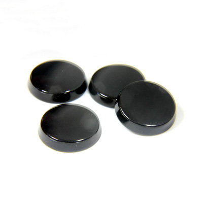 Gemstone Flat Back Single Bevel Buff Top Stone - Round 12MM BLACK ONYX