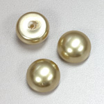 Glass High Dome Cabochon Pearl Dipped - Round 18MM LT OLIVE