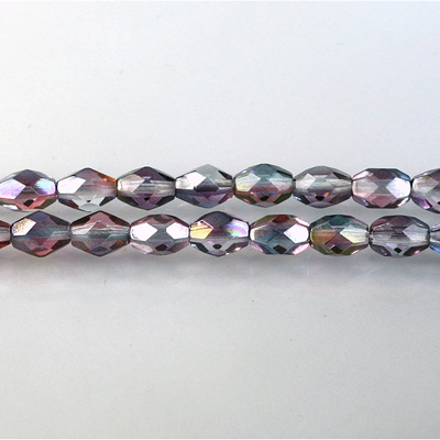 Czech Glass Fire Polish Bead - Oval 07x5MM Coated VIOLET-BLUE 91006