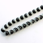 Czech Pressed Glass Bead - Smooth 2-Color Round 06MM COATED BLACK-WHITE