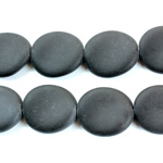 Czech Pressed Glass Bead - Potato Chip 20x18MM MATTE JET