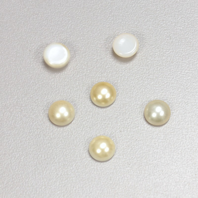 Glass Medium Dome Cabochon Pearl Spray Finish - Round 07MM CREME