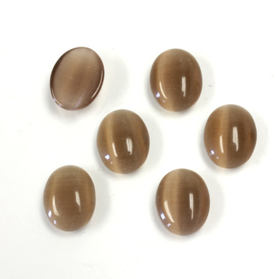 Fiber-Optic Cabochon - Oval 09.5x7.5MM CAT'S EYE BROWN