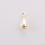 Czech Glass Pearl Bead with 1 Brass Loop - Pear 10x6MM WHITE