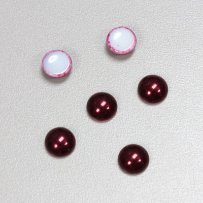 Glass Medium Dome Cabochon Pearl Spray Finish - Round 08MM GARNET