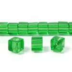 Glass Bead Table Polished - Cube 06x6MM PERIDOT