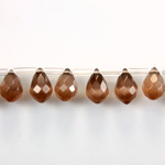 Fiber-Optic Faceted Pendant - Pear 10x6MM CAT'S EYE BROWN