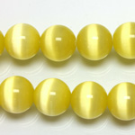 Fiber-Optic Synthetic Bead - Cat's Eye Smooth Round 12MM CAT'S EYE YELLOW