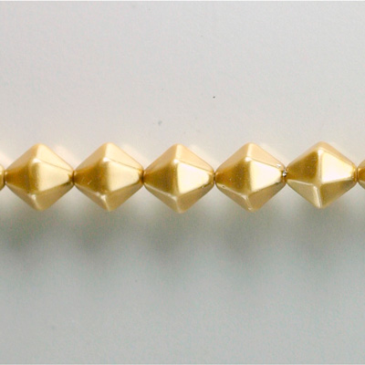 Czech Glass Pearl Bead - Hex/Lantern 08MM GOLD 70486