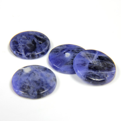 Gemstone Flat Back Single Bevel Buff Top Stone - Round 13MM SODALITE