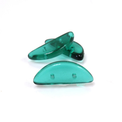 Czech Pressed Glass Bead - Half-Circle Rondelle 19x7MM EMERALD