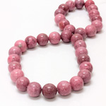 Gemstone Bead - Smooth Round 12MM RHODONITE