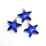 Plastic Pendant - Star with Brass Loop 13MM SAPPHIRE