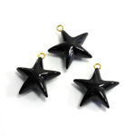 Plastic Pendant - Star with Brass Loop 13MM JET