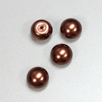 Glass High Dome Cabochon Pearl Dipped - Round 12MM DARK BROWN