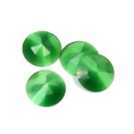 Fiber-Optic Flat Back Cabochon - Rauten Rose Round 13MM CAT'S EYE GREEN