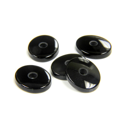 Gemstone Flat Back Single Bevel Buff Top Drilled Stone Oval 12x10MM BLACK ONYX