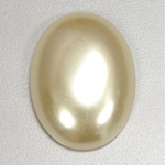 Plastic Medium Dome Pearl Cabochon - Oval 40x30MM CREME