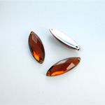 Plastic Flat Back 2-Hole Foiled Sew-On Stone - Navette 20x7MM SMOKE TOPAZ