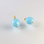Glass Fire Polished Bead with 1 Brass Loop - Round 10MM LT BLUE TURQ/Brass