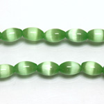 Fiber Optic Synthetic Cat's Eye Bead -  Oval Rice 09x6MM CAT'S EYE LT GREEN