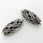 Cast Metal Engraved Bead - Oval 28x11MM ANTIQUE SILVER PLATED