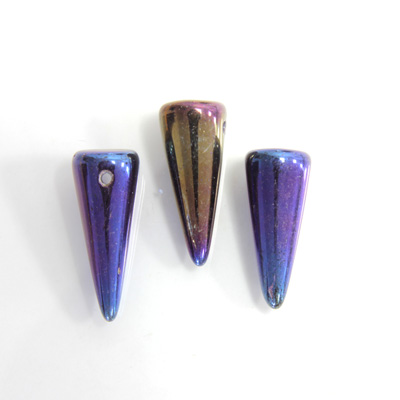 Czech Pressed Glass Bead - Smooth Spike 07x17MM IRIS BLUE