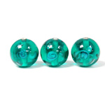 Czech Glass Lampwork Bead - Smooth Round 12MM Flower ON EMERALD