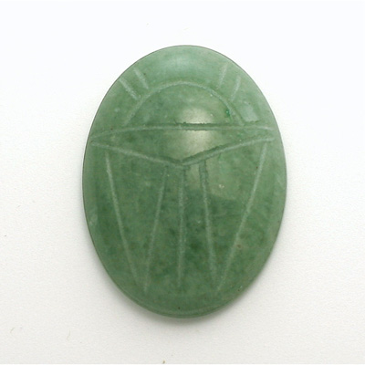 Gemstone Flat Back Carved Scarab 30x22MM AVENTURINE