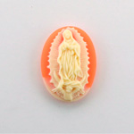 Plastic Cameo - Virgin of Guadalupe Oval 25x18MM IVORY ON CORNELIAN