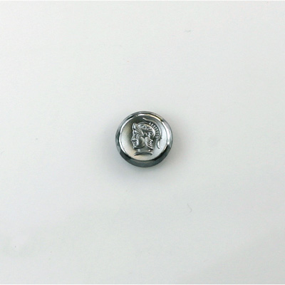 Glass Cameo Warrior Round 09MM HEMATITE