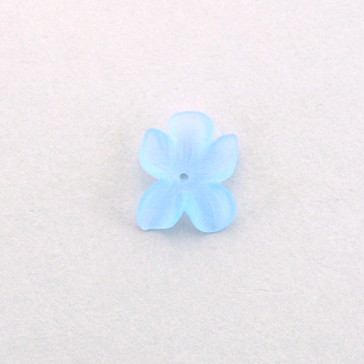 German Plastic Flower with Center Hole - 15x12MM MATTE LT SAPPHIRE