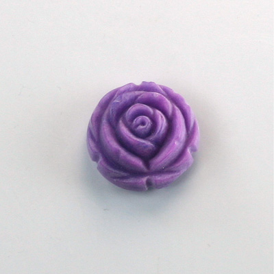 Plastic Carved No-Hole Flower - Round 15MM MATTE LILAC
