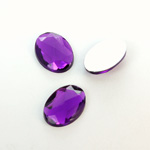 Plastic Flat Back Foiled Rauten Rose Rhinestone - Oval 18x13MM AMETHYST