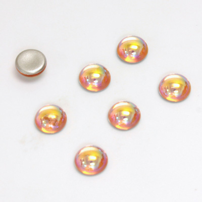 Glass Medium Dome Foiled Cabochon - Round 07MM ROSALINE AB