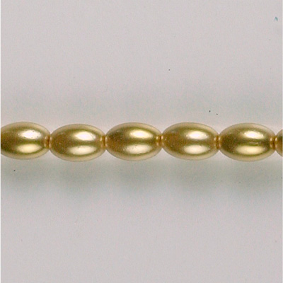 Czech Glass Pearl Bead - Oval 06x4MM GOLD 70486