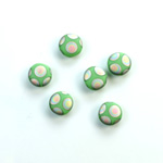 Glass Low Dome Buff Top Cabochon - Peacock Round 07MM MATTE GREEN