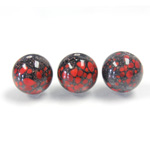 Czech Glass Lampwork Bead - Round 12MM RED MATRIX