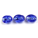 Czech Glass Lampwork Bead - Oval Twist 12x8MM SAPPHIRE SILVER LINE 3005