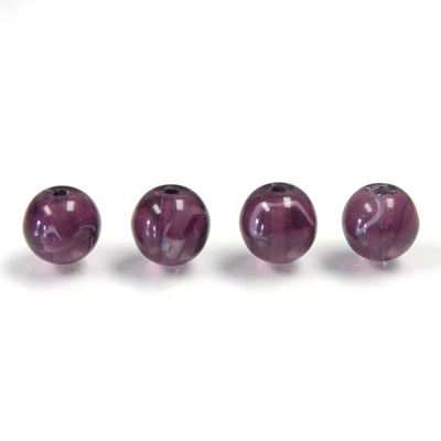 Czech Glass Lampwork Bead - Round 08MM FLAWED AMETHYST