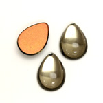 Glass Medium Dome Foiled Cabochon - Pear 18x13MM BLACK DIAMOND